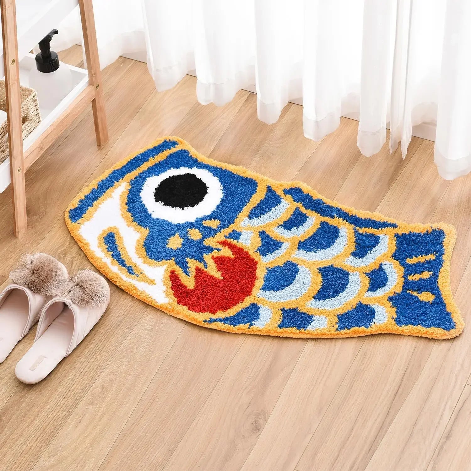 Cute Koi Imitated Cashmere Carpet Bathroom Absorbent Non-Slip Mat Home Decoration Soft Living Room Bedroom Cashmere Mat