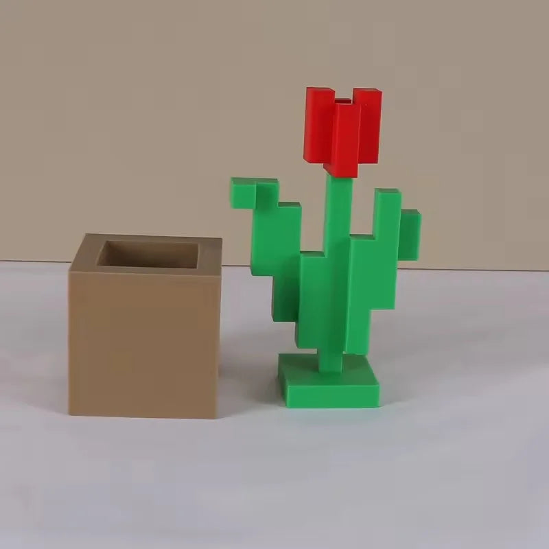 Charming 3D Printed Pixel Rose - Perfect for Bedroom Decoration, No Need for Power, Durable Food Grade Plastics, Holiday Gifts