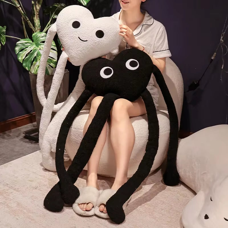 Long Legs Love Heart Shape Pillow Cute Stuffed Red Black White Heart Pillow Soft Plush Toys Lover Friends Festival Creative Gift