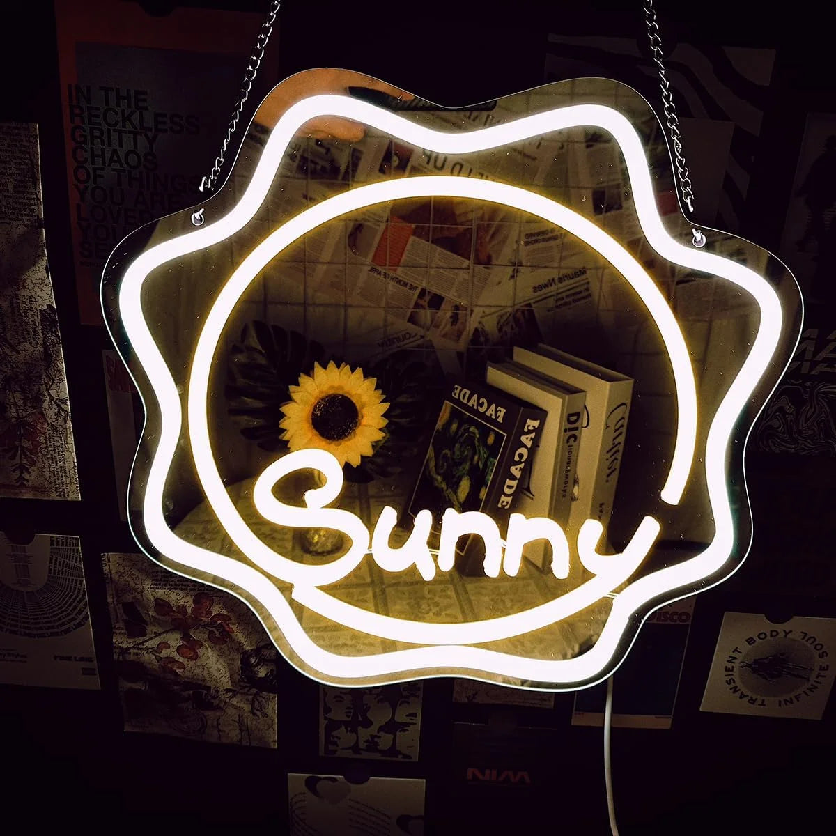 Star Mirror Neon Sign for Wall Decor USB LED Mirror Neon Light Sign Home Bedroom Game Girls Party Kids Room Decor Night Light