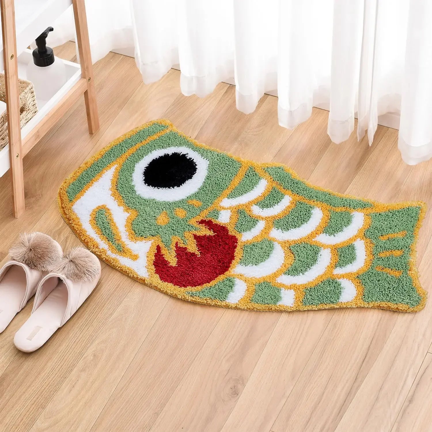 Cute Koi Imitated Cashmere Carpet Bathroom Absorbent Non-Slip Mat Home Decoration Soft Living Room Bedroom Cashmere Mat