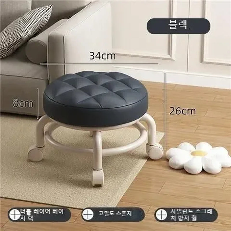 Pulley Stool Internet Celebrity Small Stool Silent Wheeled Seat Children'S Multi-Functional Shoe Changing Chair round Stool