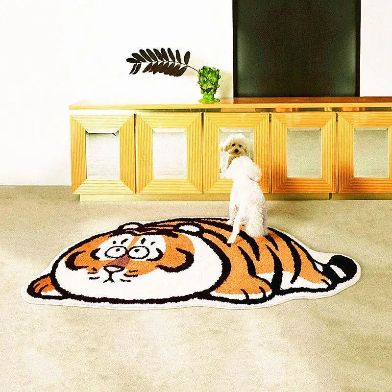 Imitation Cashmere Fat Tiger Floor Mat Cartoon Special-Shaped Floor Mat Absorbent Bathroom Mat Entry Door Mat