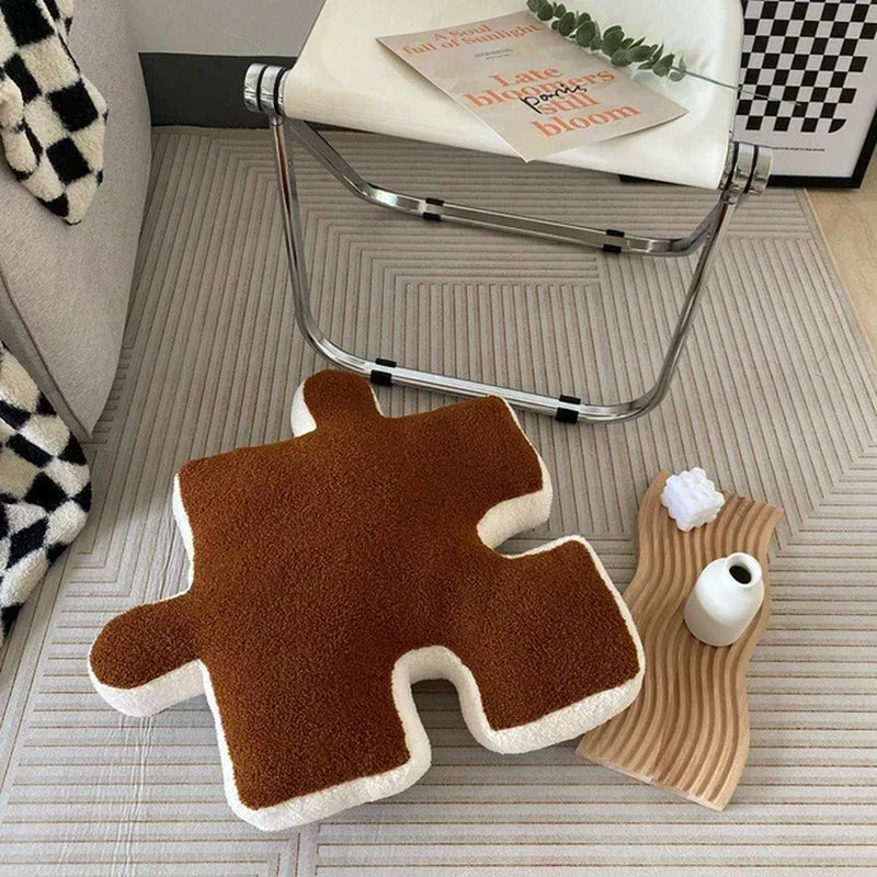Blacket White Irregular Jigsaw Seat Cushion Chair Soft Back Cushion Home Decor Throw Pillow Comfortable Teddy Velvet Cushions