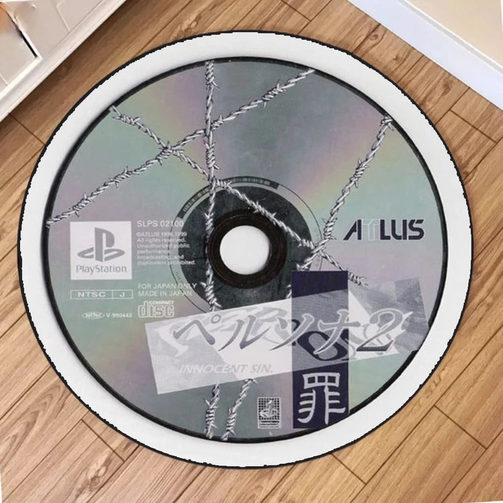 "METAL GEAR" Printed Circular Carpet CD Cartoon round Rug for Kitchen Non-Slip Washable Bathroom Hallway Entrance Floormat Decor