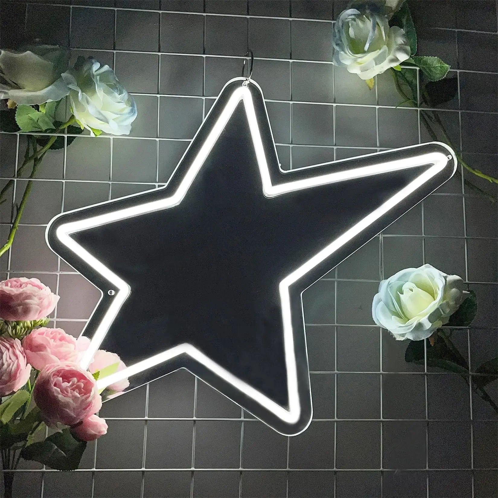Star Mirror Neon Sign for Wall Decor USB LED Mirror Neon Light Sign Home Bedroom Game Girls Party Kids Room Decor Night Light
