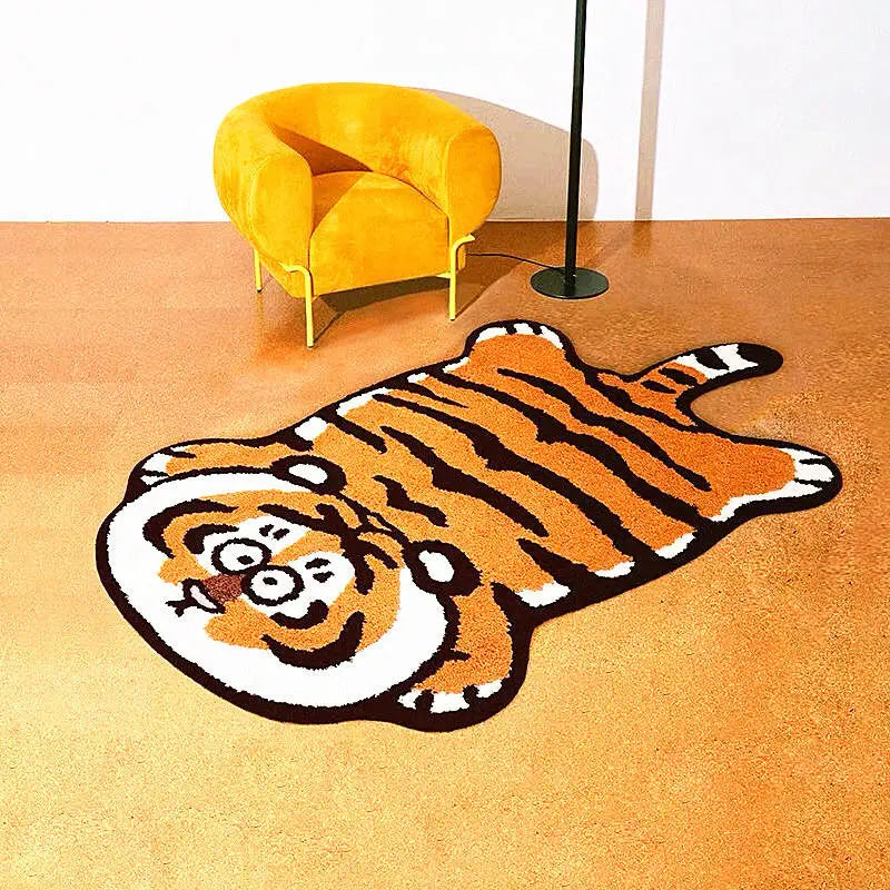 Imitation Cashmere Fat Tiger Floor Mat Cartoon Special-Shaped Floor Mat Absorbent Bathroom Mat Entry Door Mat