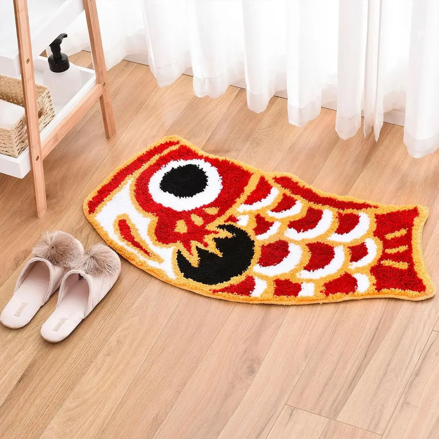 Cute Koi Imitated Cashmere Carpet Bathroom Absorbent Non-Slip Mat Home Decoration Soft Living Room Bedroom Cashmere Mat