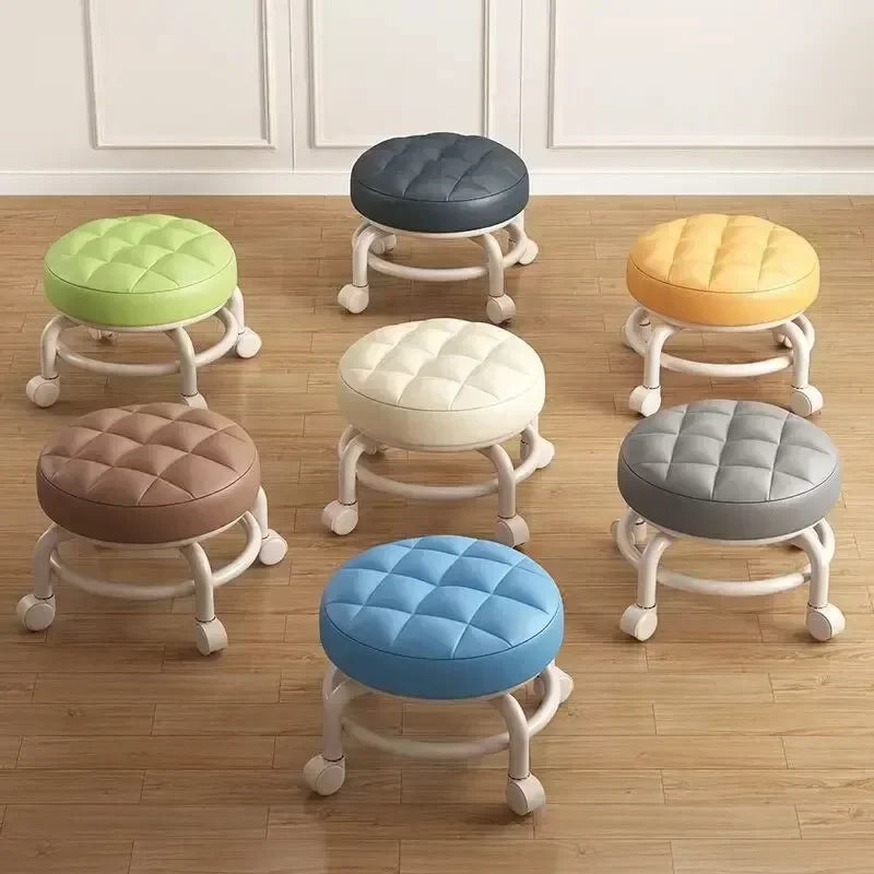 Pulley Stool Internet Celebrity Small Stool Silent Wheeled Seat Children'S Multi-Functional Shoe Changing Chair round Stool