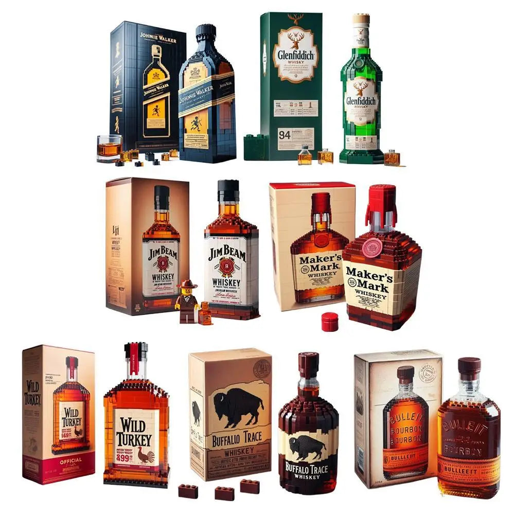 2025 Building Blocks Whiskey Bottle Creative Building Block Simulation Wine Bottle Assemble Building Blocks Ornaments Home Decor