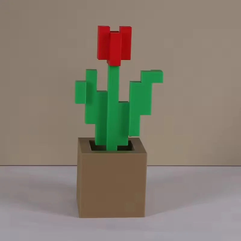 Charming 3D Printed Pixel Rose - Perfect for Bedroom Decoration, No Need for Power, Durable Food Grade Plastics, Holiday Gifts