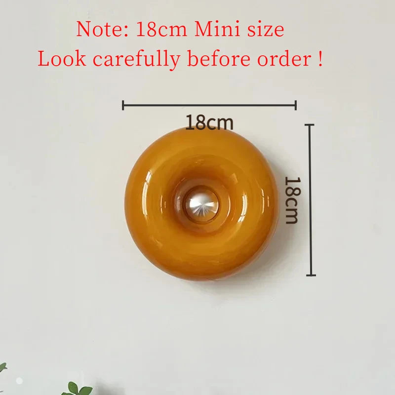 INS Style Donut Glass Wall Lamp Bauhaus Retro Living Room Decorative Lamp USB Touch Switch Bedroom Ambient Light