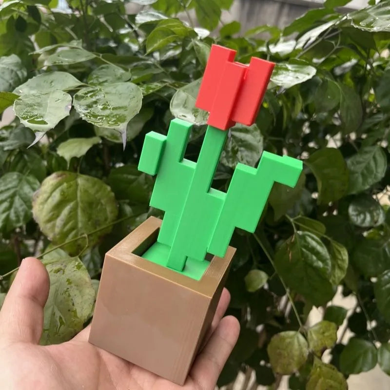Charming 3D Printed Pixel Rose - Perfect for Bedroom Decoration, No Need for Power, Durable Food Grade Plastics, Holiday Gifts