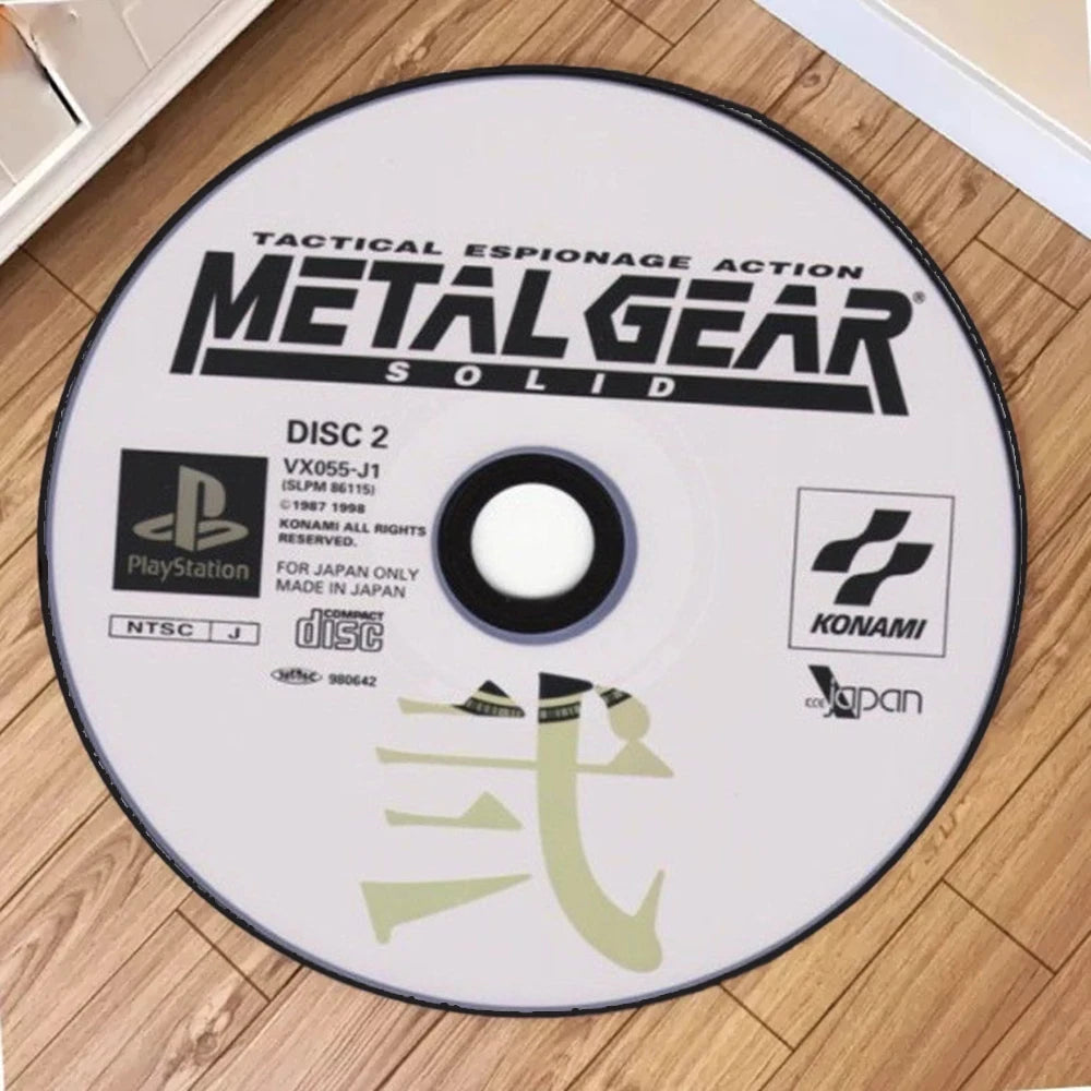 "METAL GEAR" Printed Circular Carpet CD Cartoon round Rug for Kitchen Non-Slip Washable Bathroom Hallway Entrance Floormat Decor