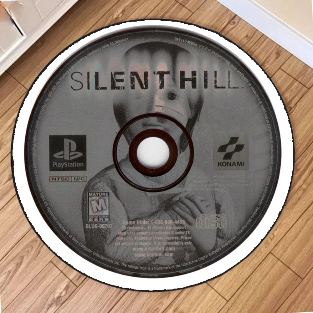"METAL GEAR" Printed Circular Carpet CD Cartoon round Rug for Kitchen Non-Slip Washable Bathroom Hallway Entrance Floormat Decor