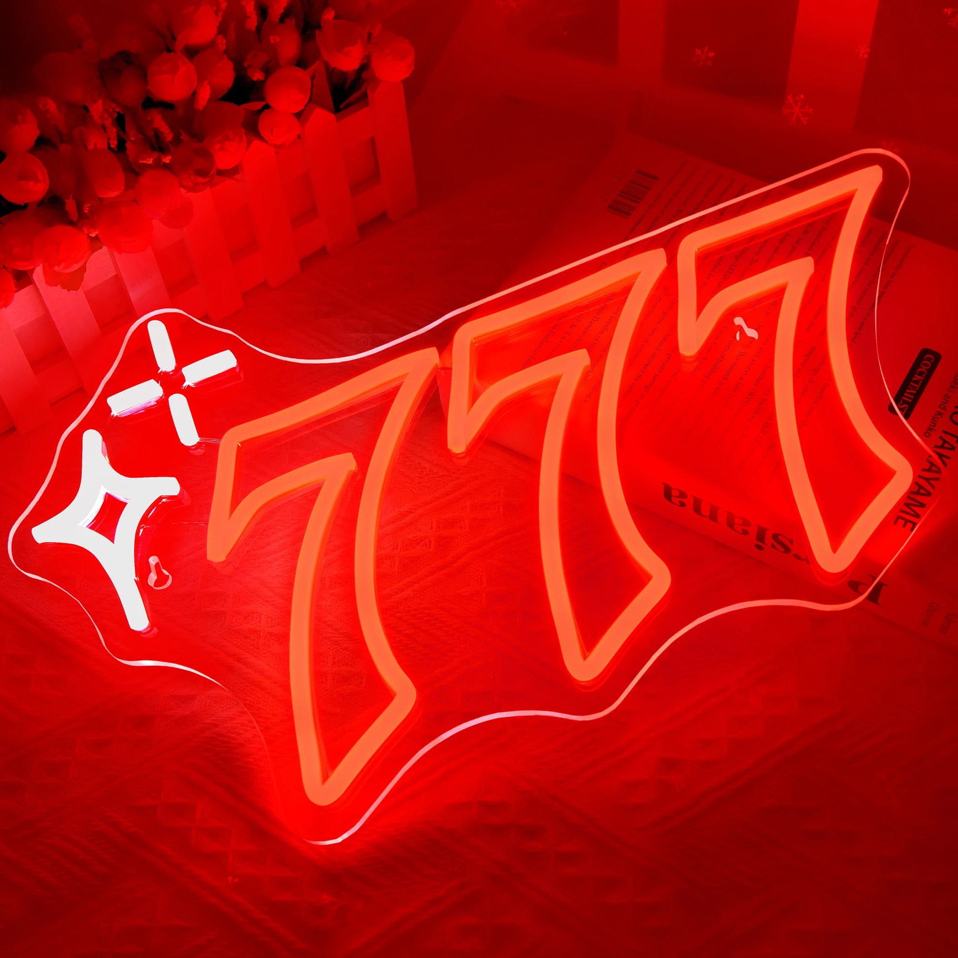 777 Neon Sign Angel Number Neon LED Sign Luck Seven Neon Lights Red White Star Neon Signs for Wall Lucky Number LED Neon Light