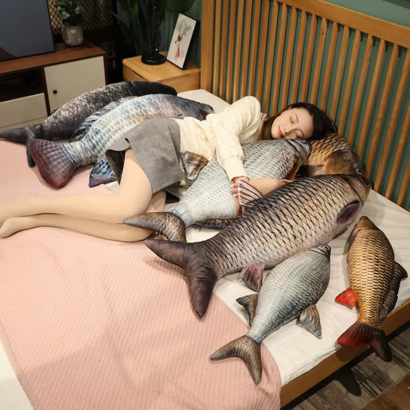 30-100Cm Simulation Funny Fish Plush Toys Stuffed Soft Animal Carp Plush Pillow Creative Sleep Cushion for Kids Girls Xmas Gift