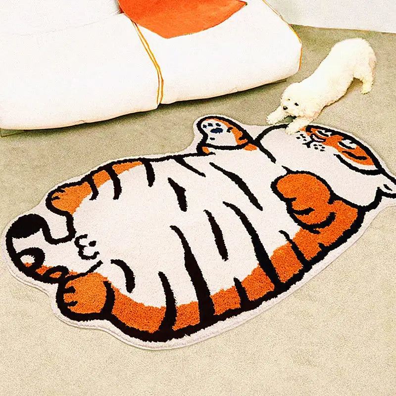 Imitation Cashmere Fat Tiger Floor Mat Cartoon Special-Shaped Floor Mat Absorbent Bathroom Mat Entry Door Mat