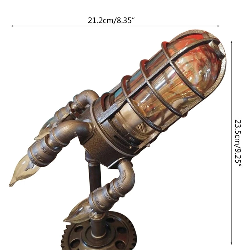 Retro Steampunk Rocket Light Home Decoration Rocket Launcher Flame Desktop Night Light AU Plug Specification Desk Lamp