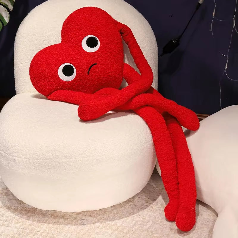 Long Legs Love Heart Shape Pillow Cute Stuffed Red Black White Heart Pillow Soft Plush Toys Lover Friends Festival Creative Gift