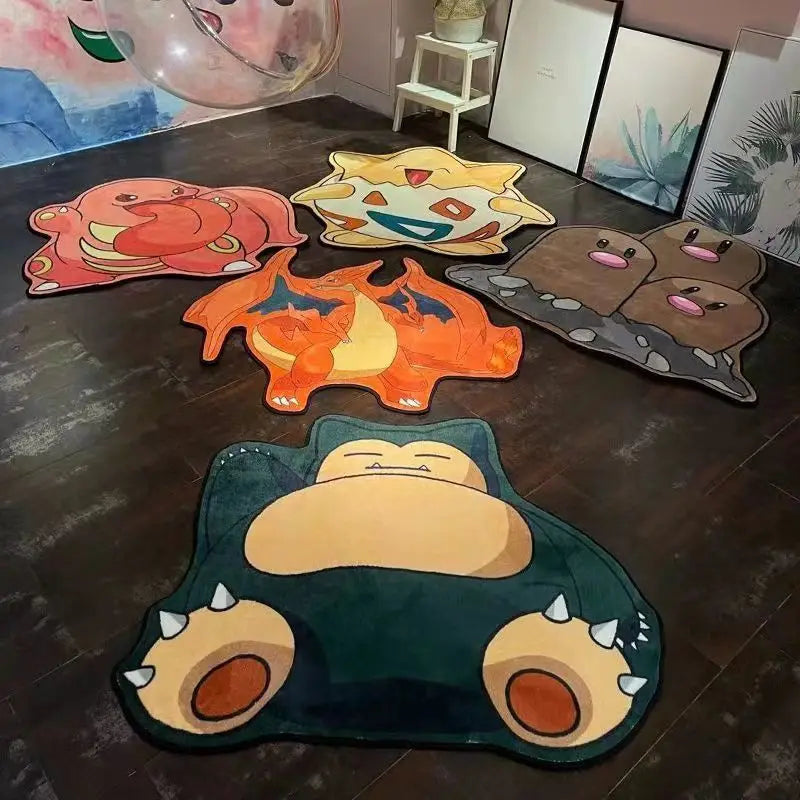 Cartoon Anime Pokemon Plush Carpet 3D Irregular Non Slip Absorbent Floor Mat Living Room Bathroom Bedside Rug Home Decor