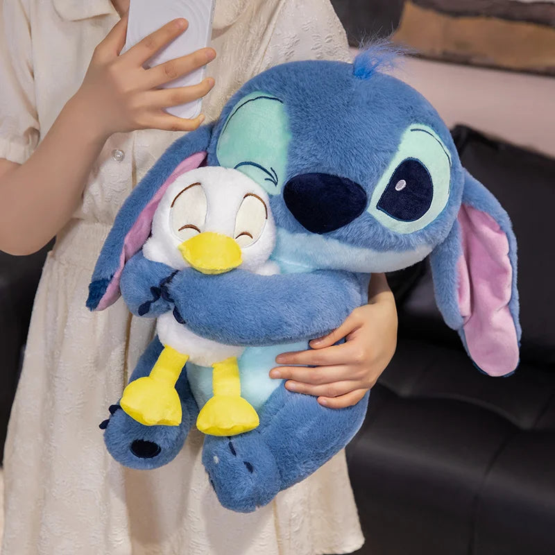 60Cm Huggable Stitch Plushies Hug Duck Kawaii Anime Japanese Style Wink Stitch Plushies with Bubble Tea Doll Pillow Home Decor