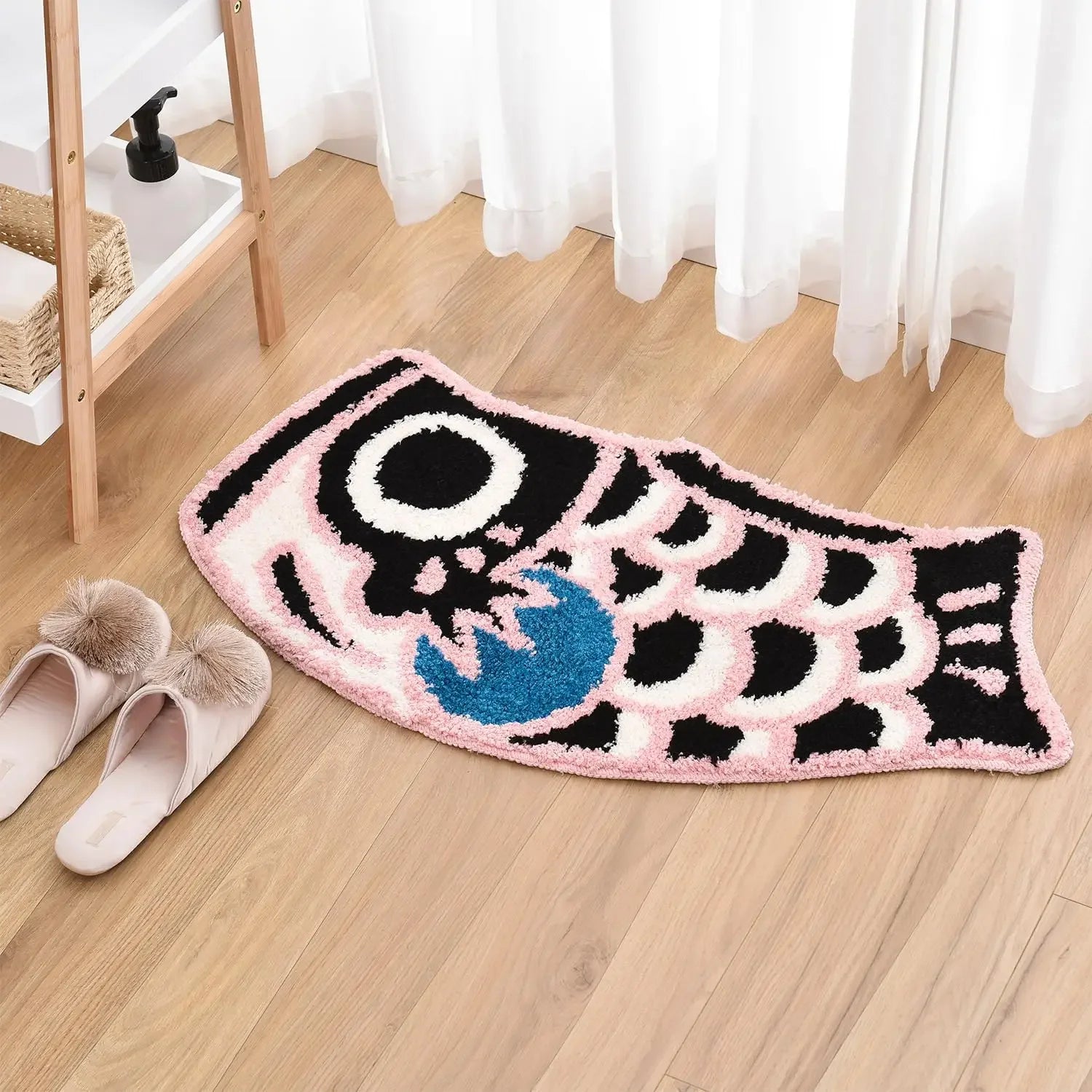 Cute Koi Imitated Cashmere Carpet Bathroom Absorbent Non-Slip Mat Home Decoration Soft Living Room Bedroom Cashmere Mat