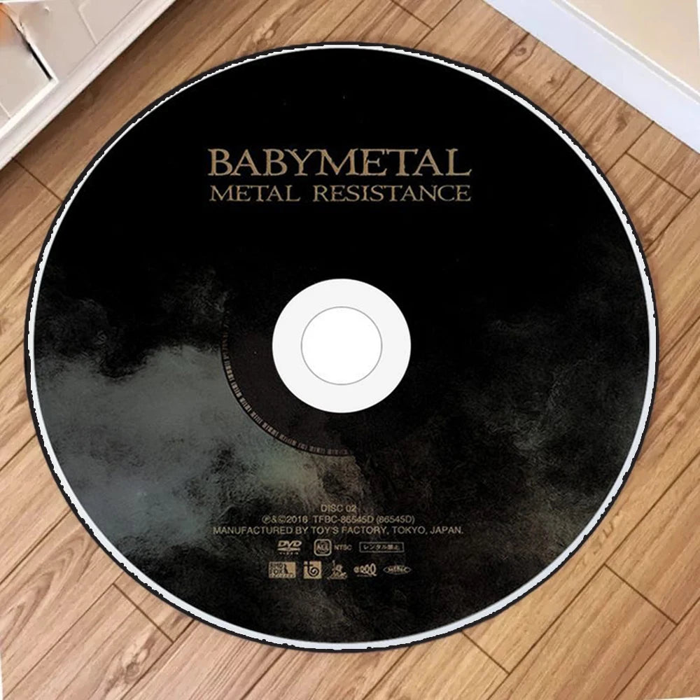"METAL GEAR" Printed Circular Carpet CD Cartoon round Rug for Kitchen Non-Slip Washable Bathroom Hallway Entrance Floormat Decor