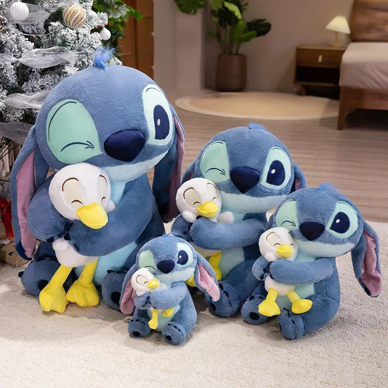 60Cm Huggable Stitch Plushies Hug Duck Kawaii Anime Japanese Style Wink Stitch Plushies with Bubble Tea Doll Pillow Home Decor