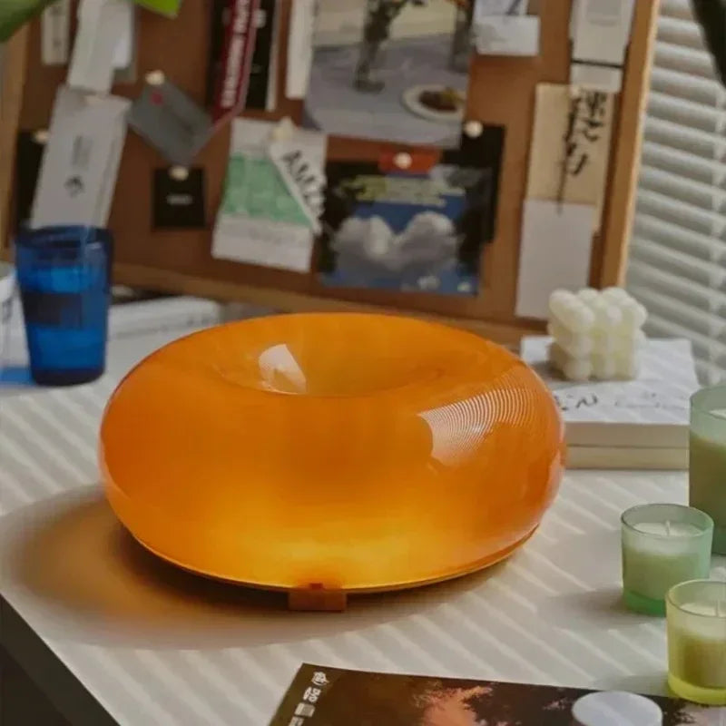 INS Style Donut Glass Wall Lamp Bauhaus Retro Living Room Decorative Lamp USB Touch Switch Bedroom Ambient Light