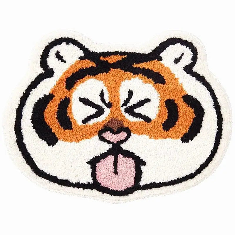 Imitation Cashmere Fat Tiger Floor Mat Cartoon Special-Shaped Floor Mat Absorbent Bathroom Mat Entry Door Mat