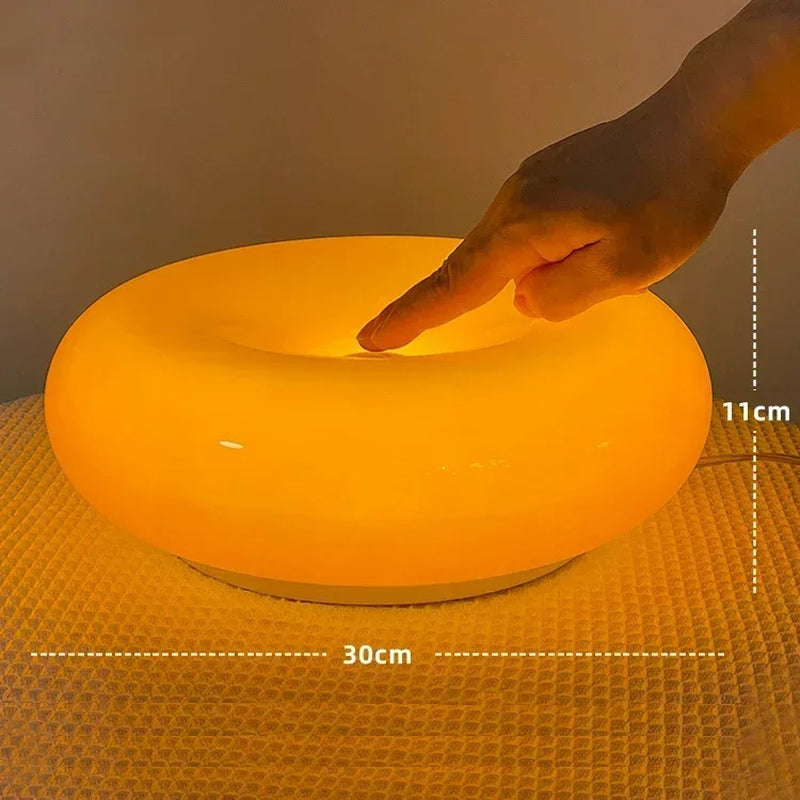INS Style Donut Glass Wall Lamp Bauhaus Retro Living Room Decorative Lamp USB Touch Switch Bedroom Ambient Light