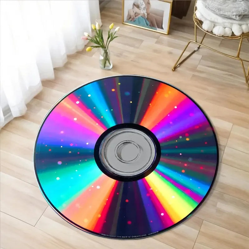 Printed Vinyl Music Record Carpet Machine Washable Rug Gift for Music Lovers Rug Retro Vinyl Record round Rug Non Slip Mat