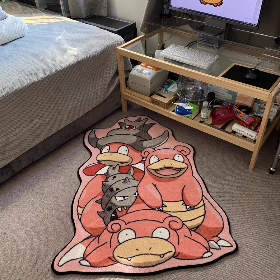Cartoon Anime Pokemon Plush Carpet 3D Irregular Non Slip Absorbent Floor Mat Living Room Bathroom Bedside Rug Home Decor