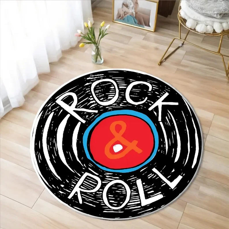 Printed Vinyl Music Record Carpet Machine Washable Rug Gift for Music Lovers Rug Retro Vinyl Record round Rug Non Slip Mat
