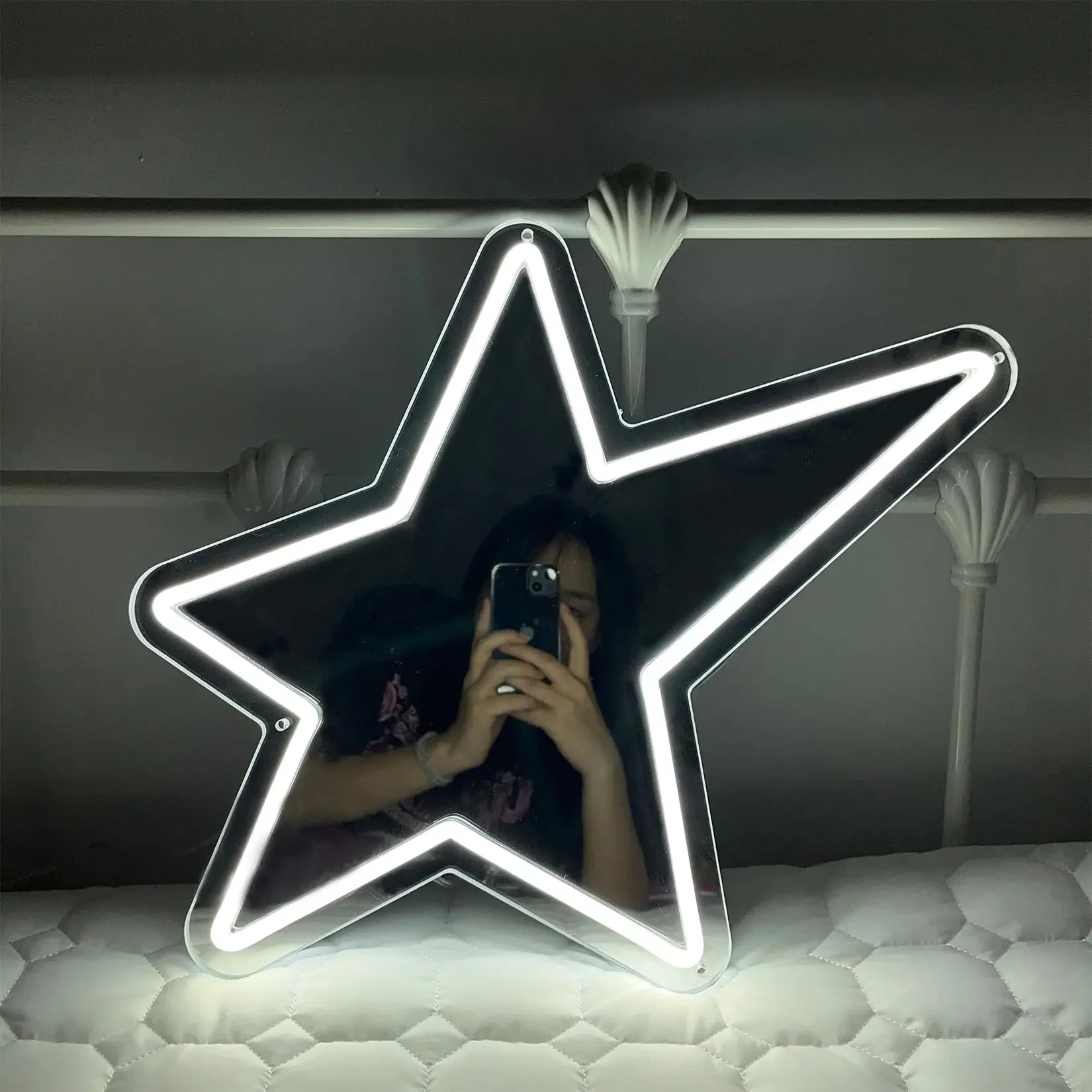 Star Mirror Neon Sign for Wall Decor USB LED Mirror Neon Light Sign Home Bedroom Game Girls Party Kids Room Decor Night Light