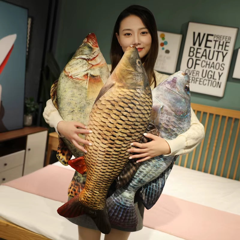 30-100Cm Simulation Funny Fish Plush Toys Stuffed Soft Animal Carp Plush Pillow Creative Sleep Cushion for Kids Girls Xmas Gift