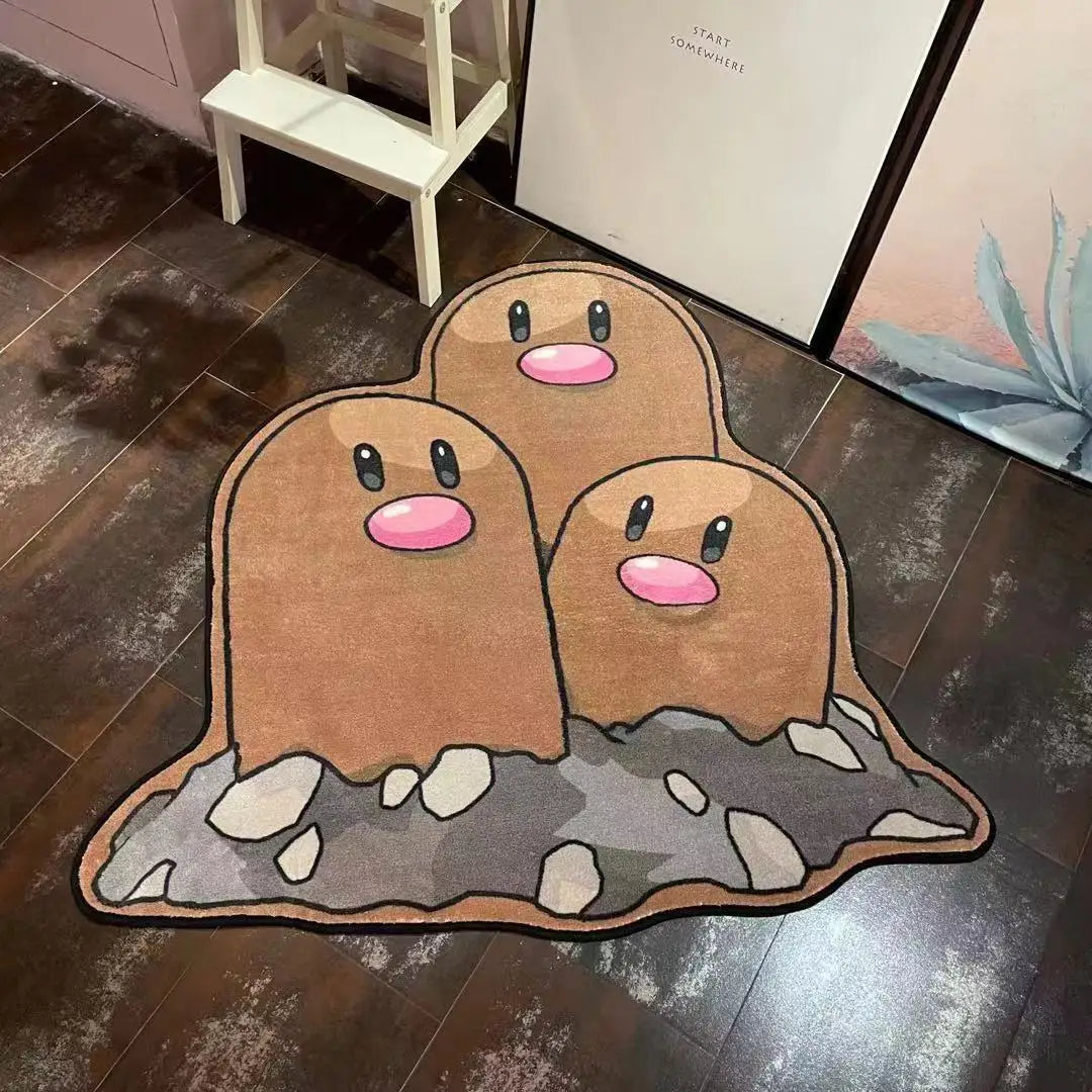 Cartoon Anime Pokemon Plush Carpet 3D Irregular Non Slip Absorbent Floor Mat Living Room Bathroom Bedside Rug Home Decor
