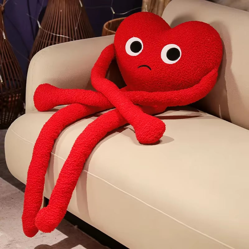 Long Legs Love Heart Shape Pillow Cute Stuffed Red Black White Heart Pillow Soft Plush Toys Lover Friends Festival Creative Gift